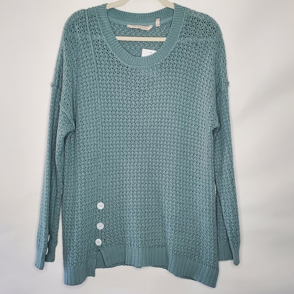 Soft Surroundings Touch of Cashmere Leander Sweater Size XL Sea Foam Green NEW - Picture 2 of 12